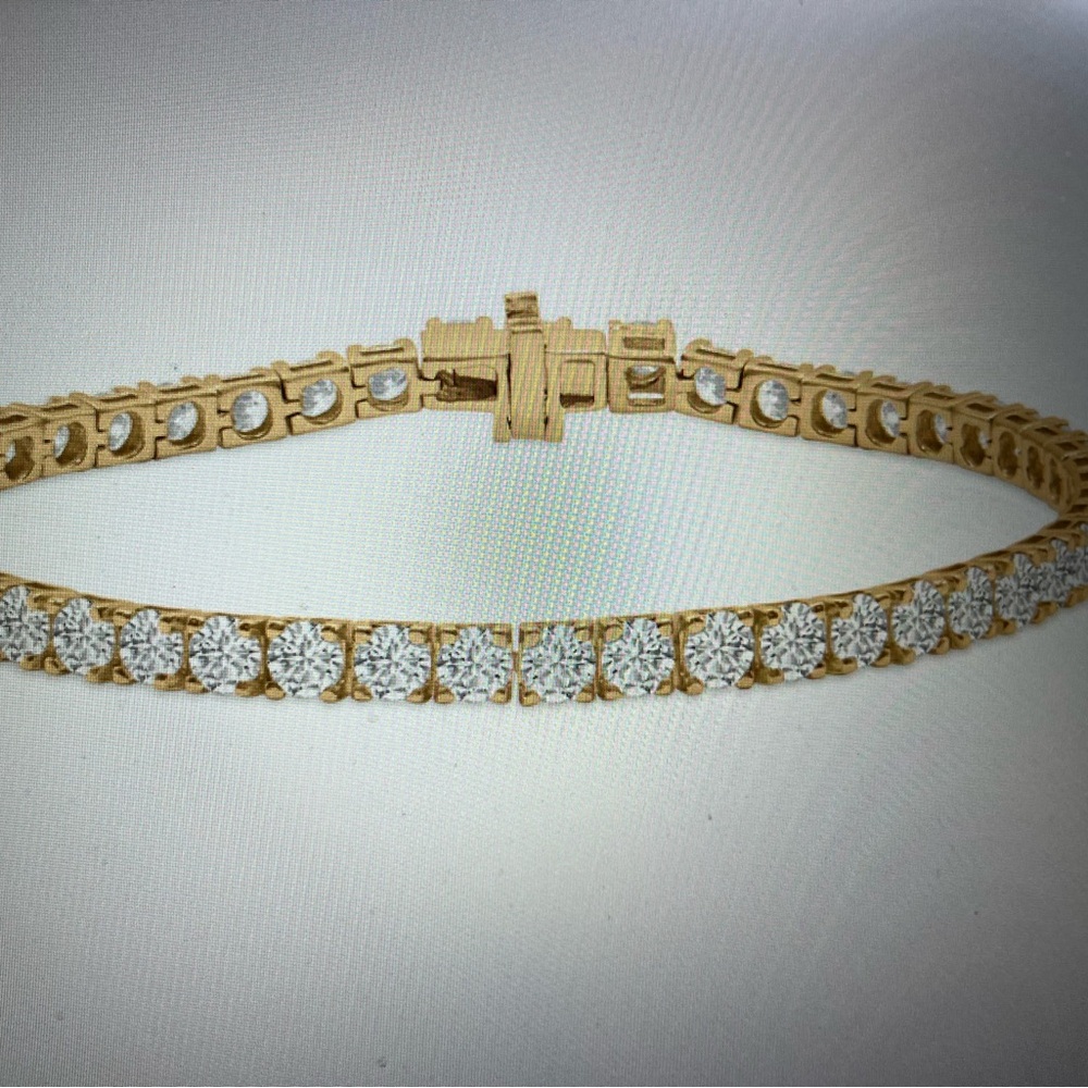 Elegant 14k Yellow Gold Tennis Bracelet with exceptional quality. New. - Picture 3 of 3